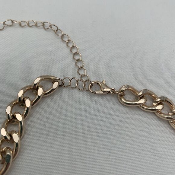 Gold Tone Curb Chain Link Necklace 19” with 4" Extender Heavy 55gm Mens Womens - Picture 3 of 6